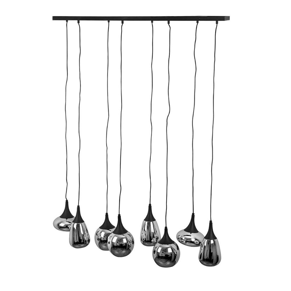 HÄNGELEUCHTE Metall Schwarz Glas Chrom bedampft - Schwarz, Glas (115/34/150cm)