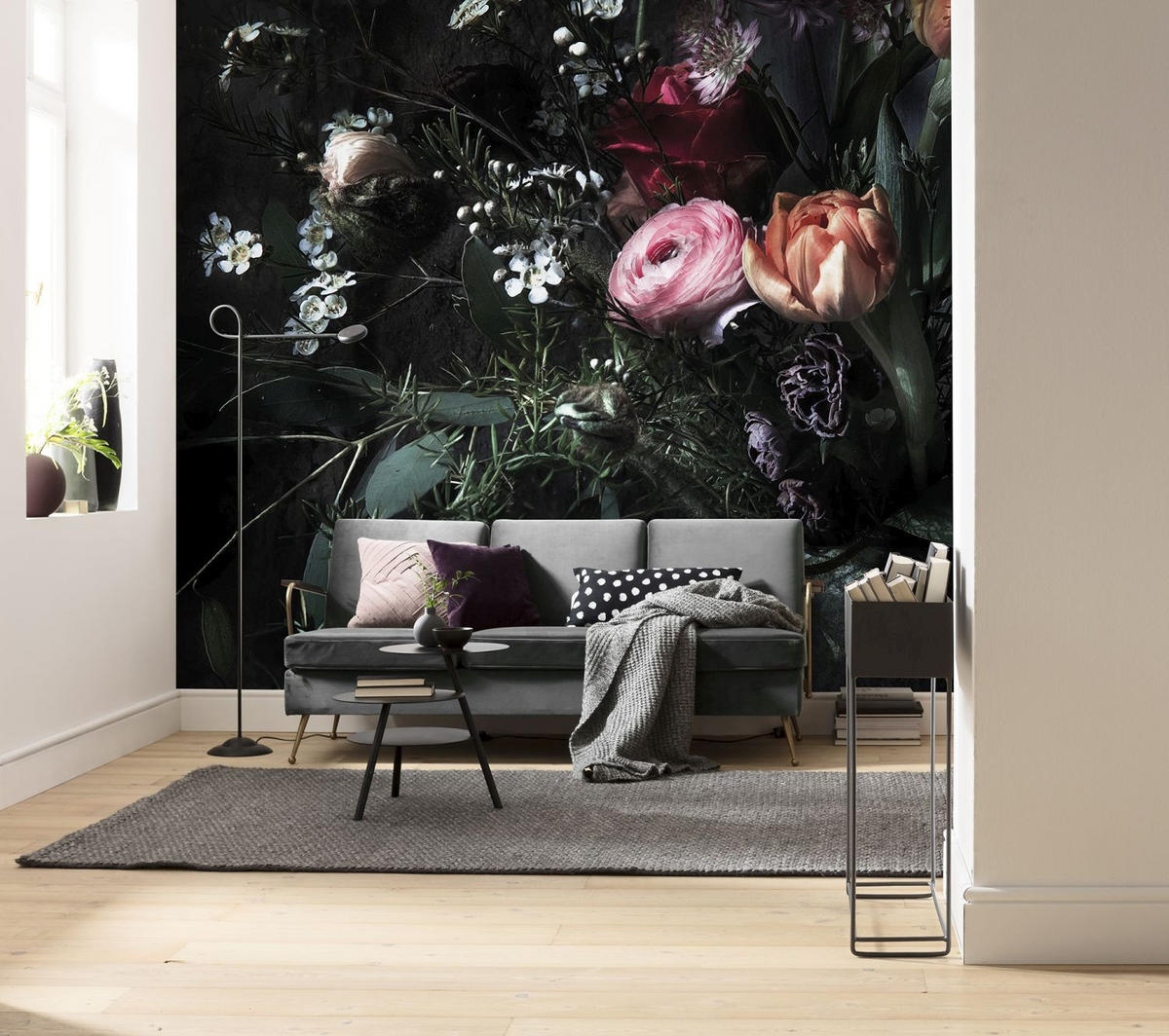 FOTOTAPETE Blumen 368 x 254 cm - Schwarz, Papier (368/254cm) - Sanders & Sanders