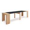 KONSOLENTISCH ausziehbar 58 bis 302cm, für 14 Gäste, eiche, schwarz, 90/58/77cm - Eichefarben/Schwarz, Holzwerkstoff (90/302/77cm) - Skraut Home