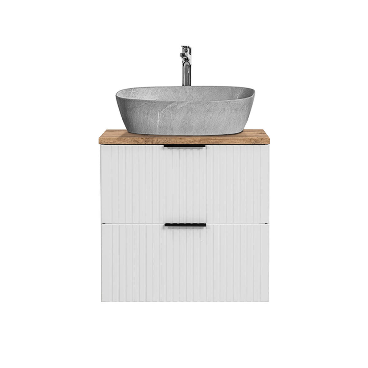 WASCHTISCH 60.6cm Adriel Weiß - Silberfarben/Weiß, Holzwerkstoff (60.6/59/46cm) - Petits-meubles
