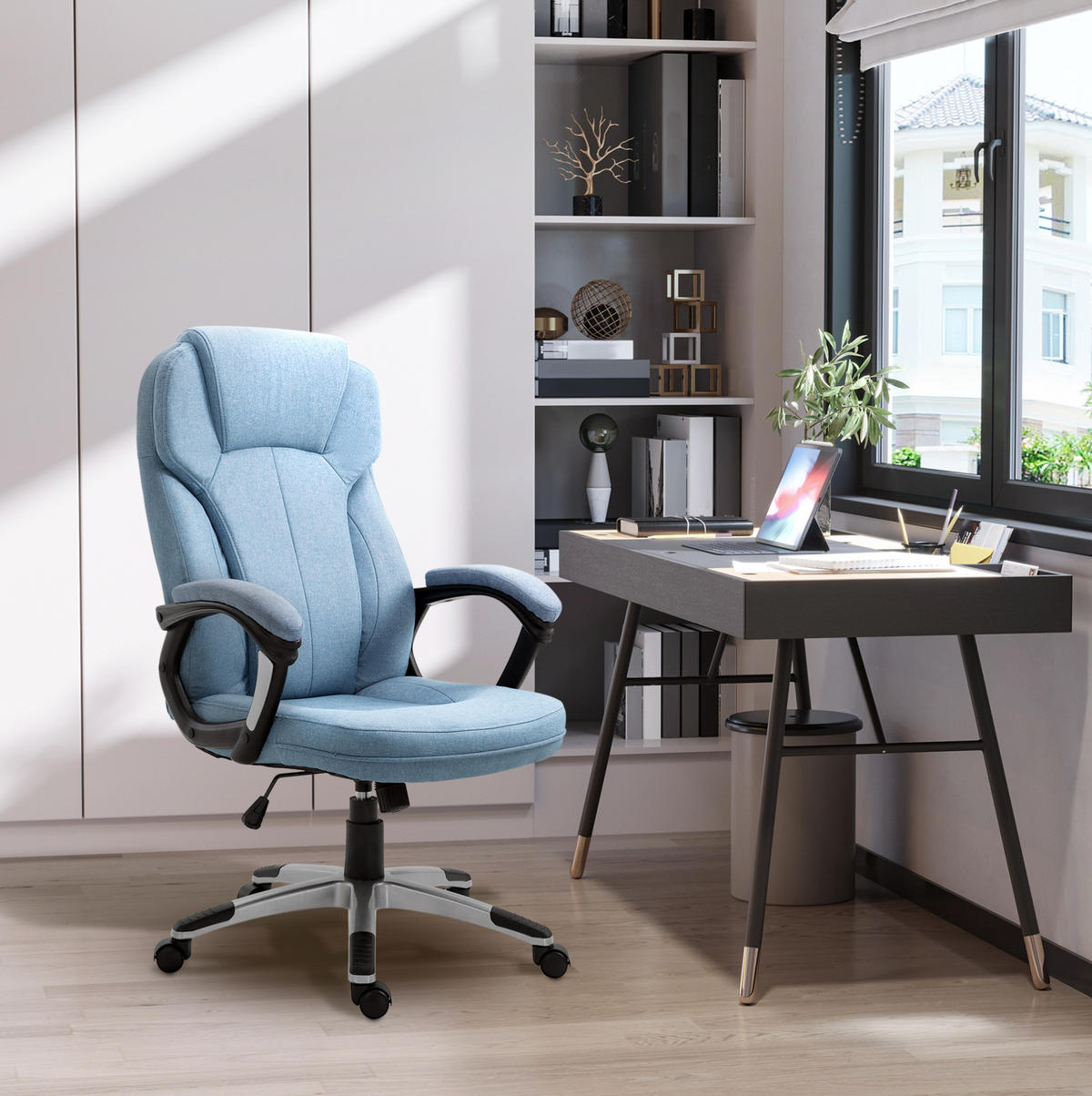 BÜROSTUHL ergonomisch höhenverstellbar 66x75x110-120 cm Light Blue - Hellblau, Kunststoff (75/58/66cm) - Meubliv