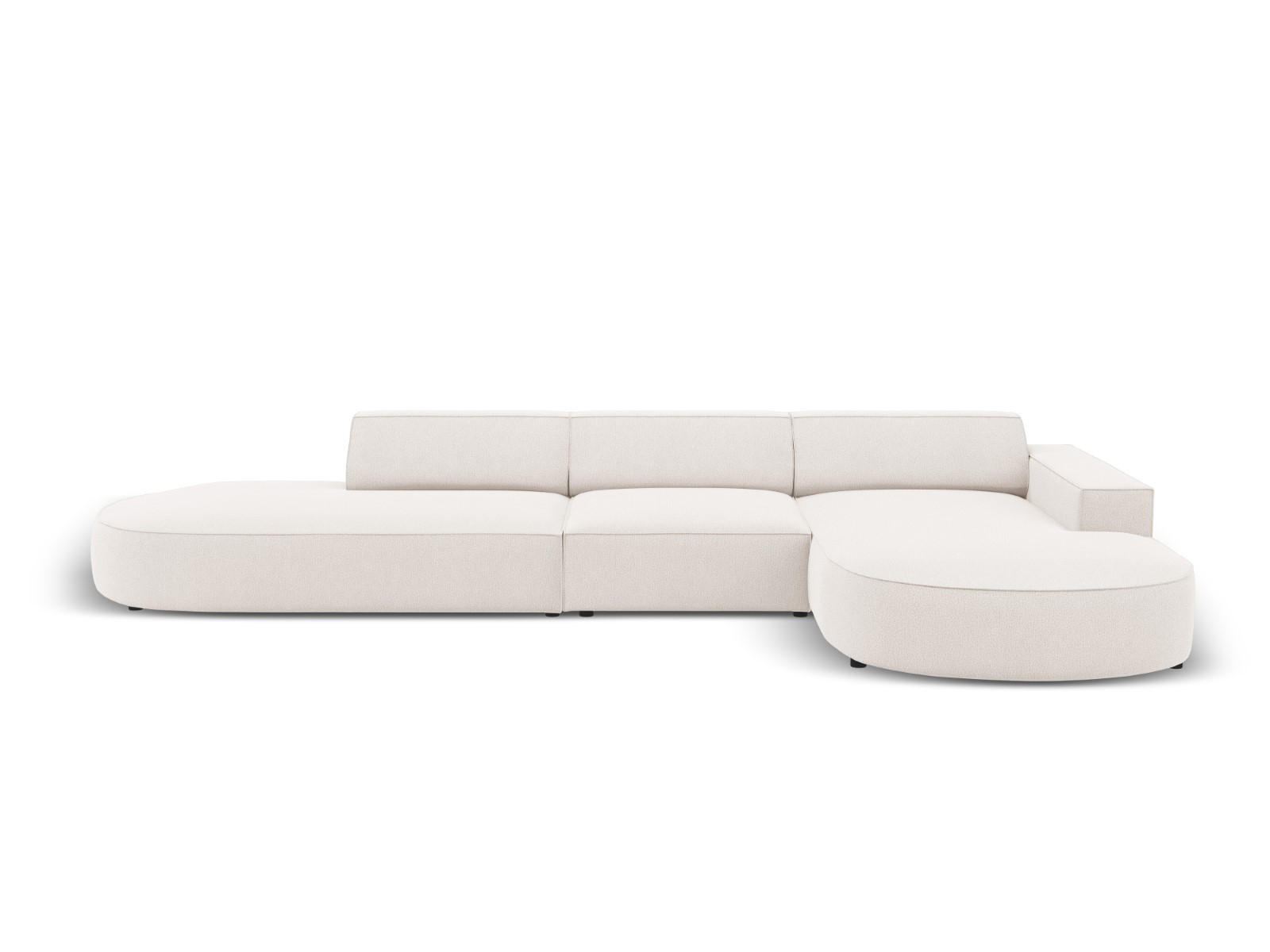 ECKSOFA rechts Jodie aus strukturiertem Stoff leichtes beige 4 Sitzplätze - Beige, Textil (166/342cm) - Micadoni