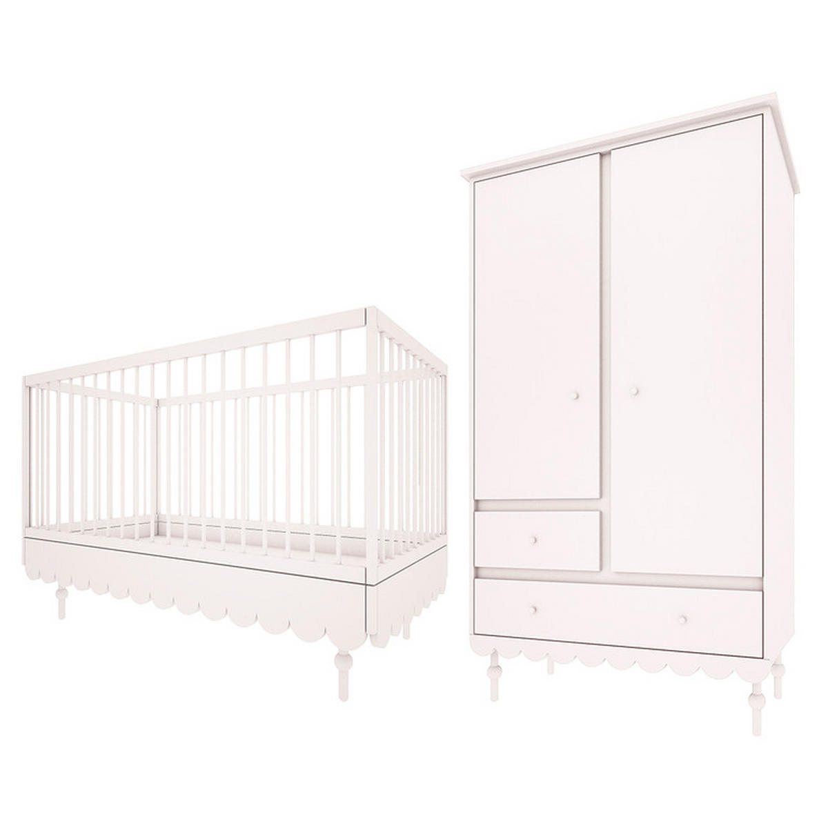 POKOJ PRO MIMINKO 2DÍLNÝ Babushka Bílá - bílá, kompozitní dřevo (145/99/75cm) - Petits-meubles