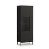 VITRINE Queba 2T Schwarz 70/190/41 cm – schwarze Standvitrine modern - Schwarz, Holzwerkstoff (70/190/41cm) - AX Living