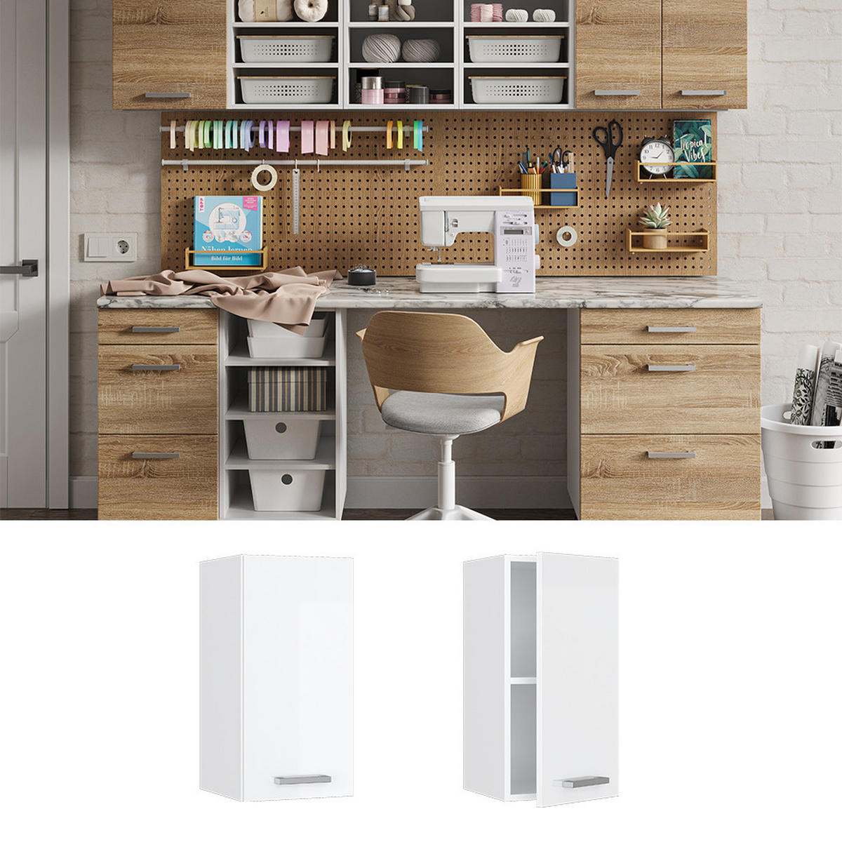 UNIVERZÁLNÍ NÁSTĚNNÁ SKŘÍŇKA R-Line Bílá vysoký lesk - bílá/vysoce lesklá bílá, kompozitní dřevo (30/60/31cm) - Vicco