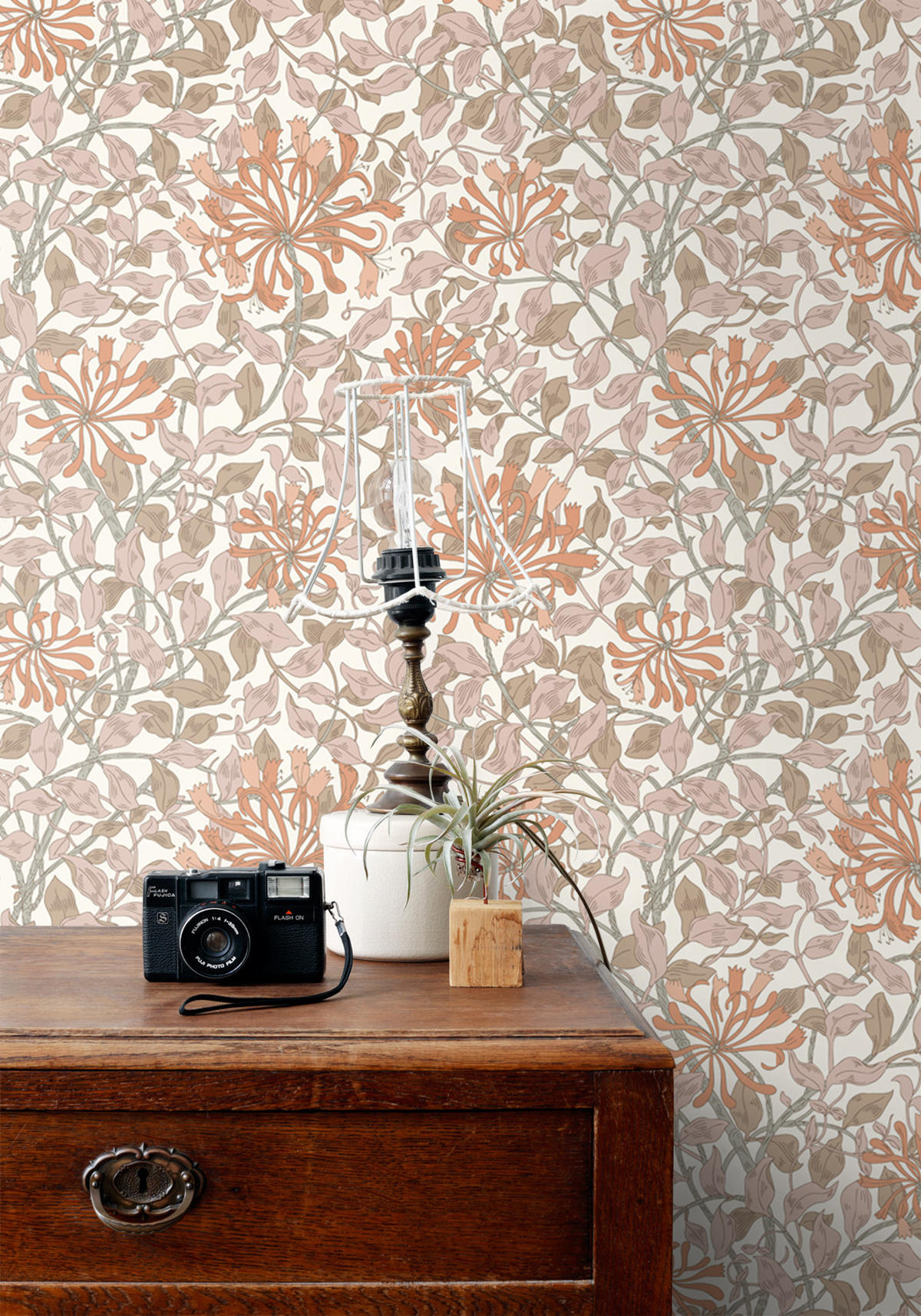 TAPETE Blumen 50 x 900 cm - Terracotta, Papier (50/900cm) - ESTAhome