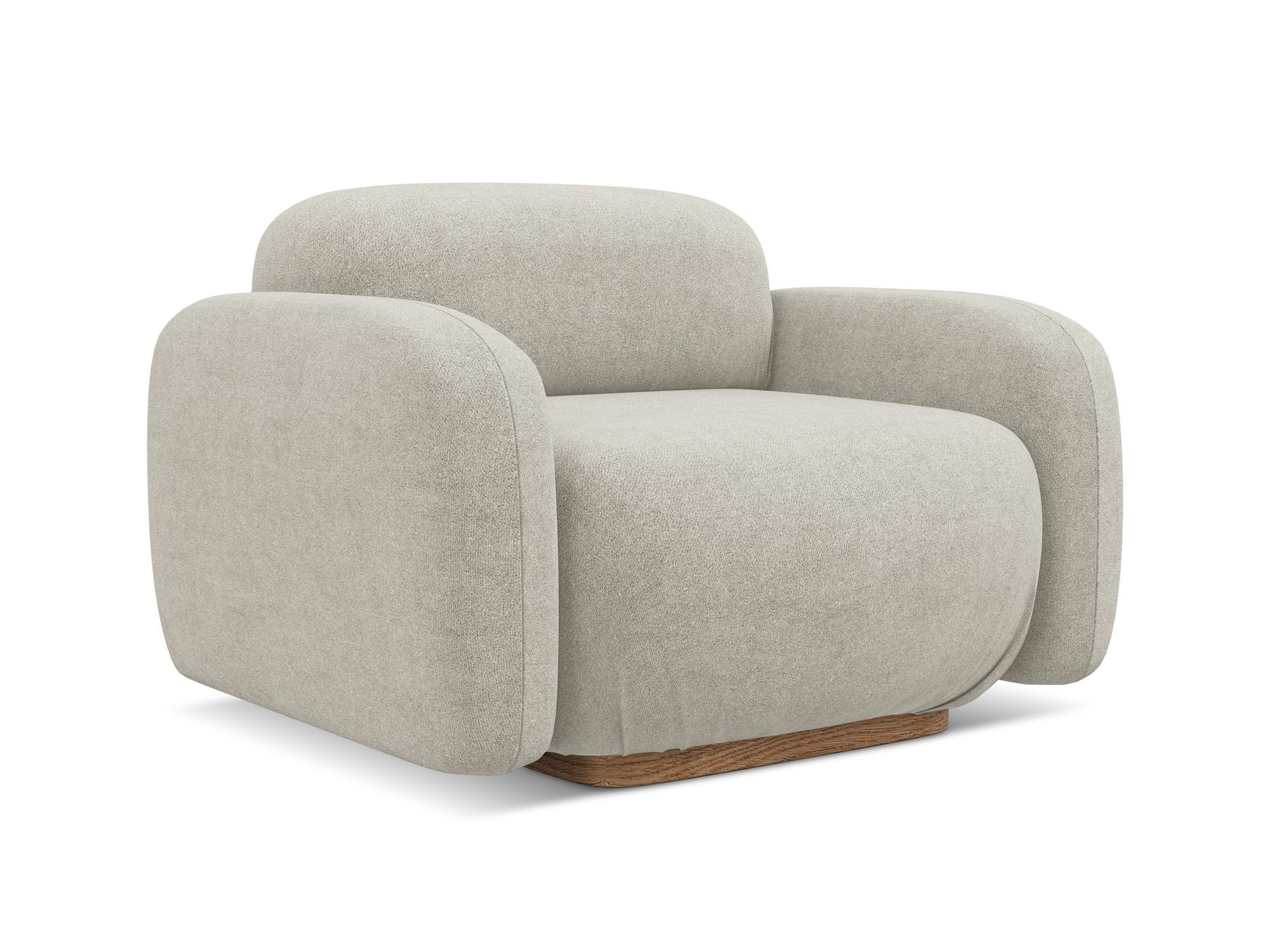 SESSEL Bouclé Stoff Beige - Beige/Hellgrau, Holz/Textil (110/73/95cm) - Makamii