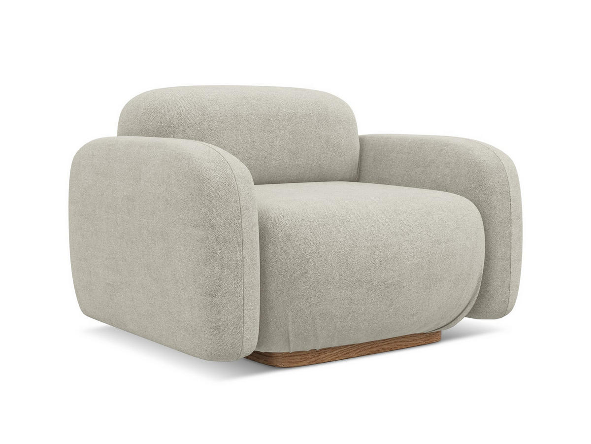 SESSEL Bouclé Stoff Beige - Beige/Hellgrau, Holz/Textil (110/73/95cm) - Makamii