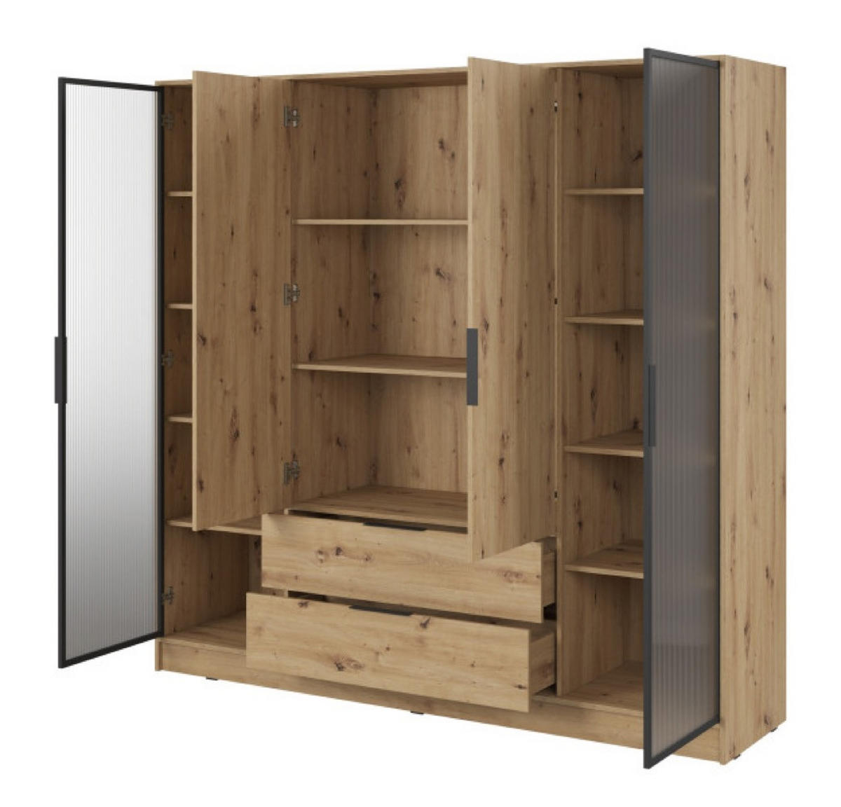 SCHRANK Artisan Eiche Mit Regalen Und Schubladen - Multicolor, Holzwerkstoff (206/200/51cm) - Sepro Meble