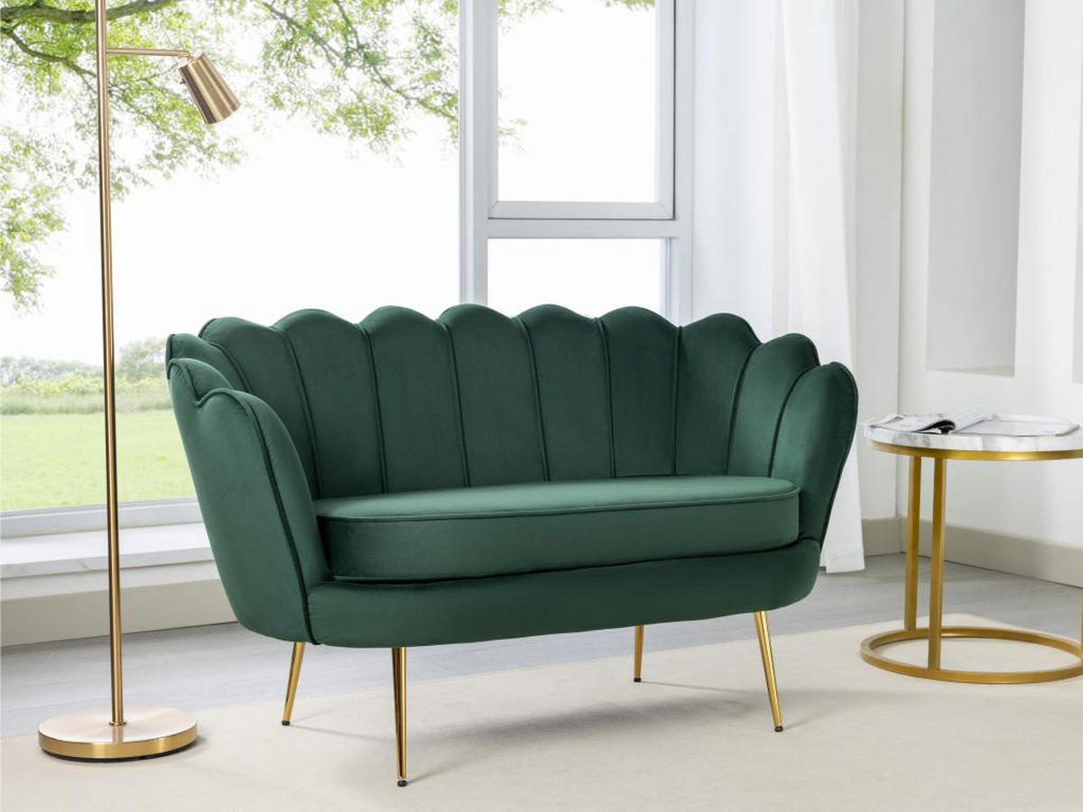 MUSCHELSOFA 2-Sitzer - Samt - Tannengrün - DANDELION - Grün, Textil (73/78/124cm) - Pascal Morabito