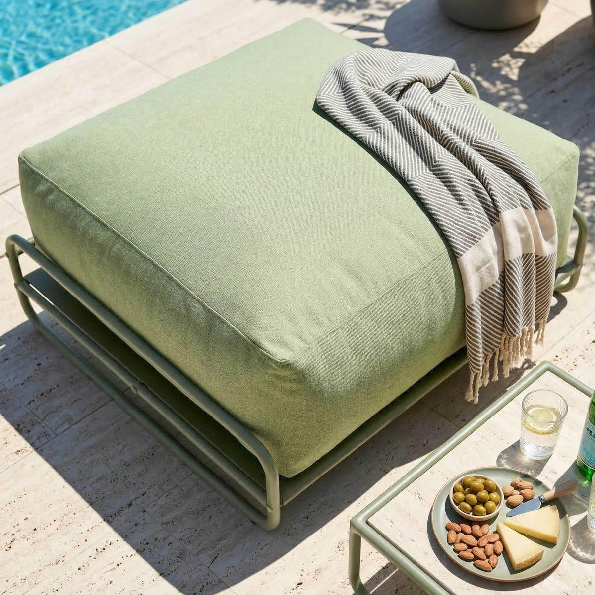 GARTENMÖBEL modularer Mixi 4er-Set, kaktusgrun - Grün, Textil - Oviala