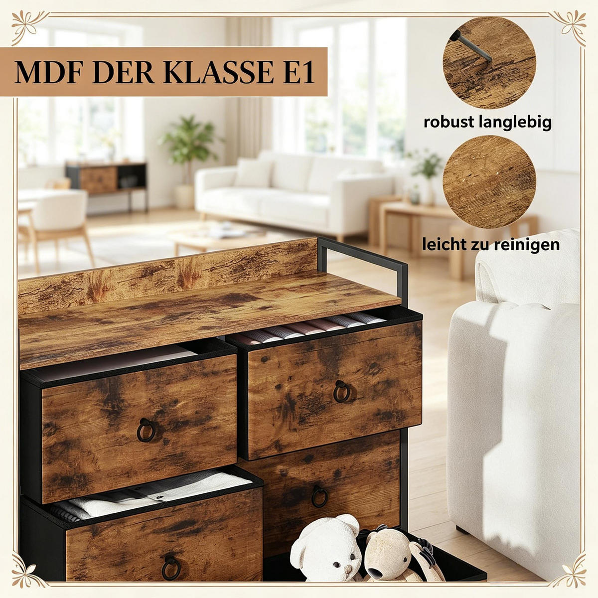 KOMMODE Schwarz und Rustikales Braun 80/29/78 cm - Schwarz, Holz (80/78/29cm) - PANGIVO