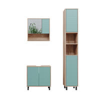 BADMÖBEL-SET Agasta Mintgrün 3 Teile, mit Hochschrank - Mintgrün/Sonoma Eiche, Holzwerkstoff (56/57/28cm) - Vicco