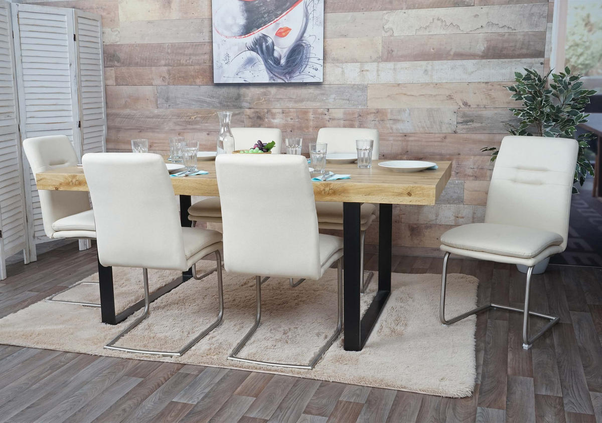 ESSZIMMERSTUHL Cremeweiß 6er-Set - Beige/Weiß, Textil (47/92/57cm) - MCW