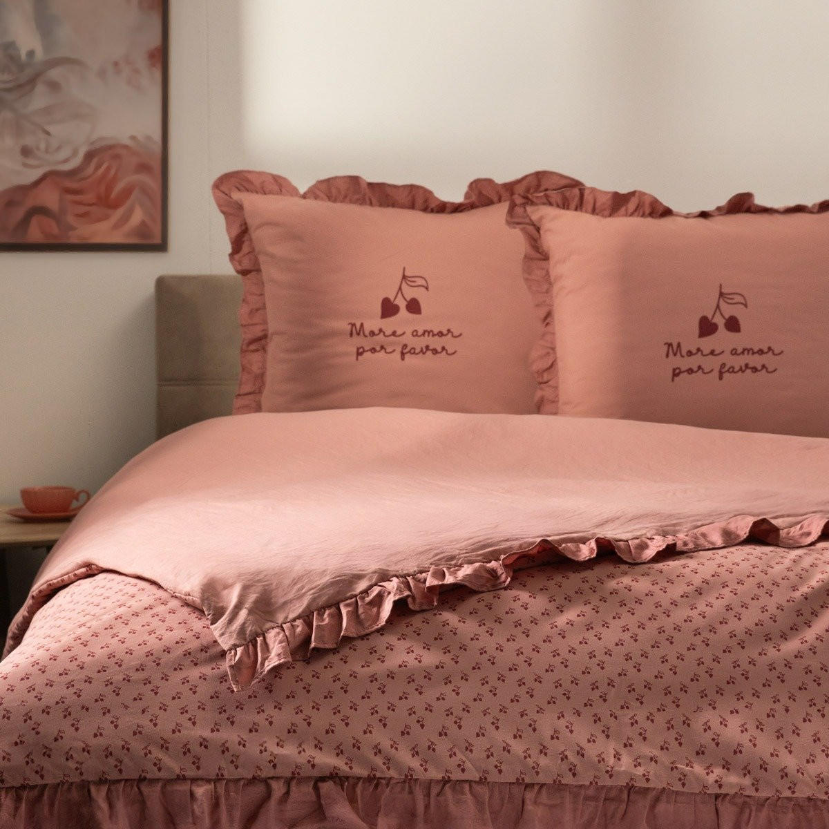 BETTWÄSCHE Cherish Love rot 160/200 cm - Rot, Textil (160/200cm) - Homla