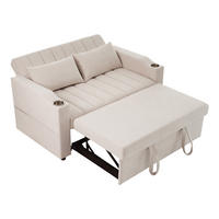 SCHLAFSOFA Baumwollstoff mit 3-fach verstellbarer Rückenlehne Beige 136/162/84 cm - Beige, Textil (84/136/162cm) - Redom