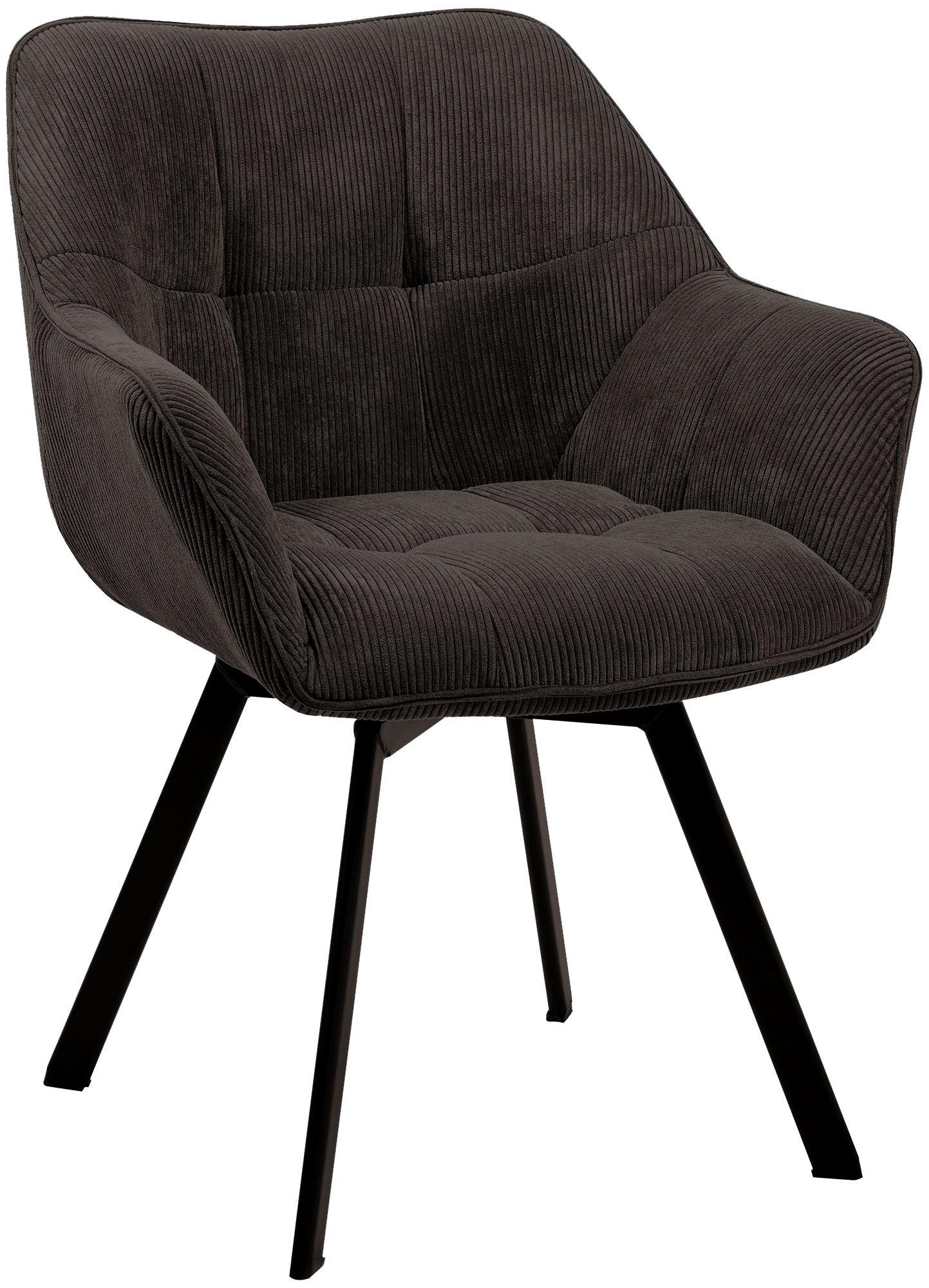 ARMLEHNENSTUHL Cord Dunkelbraun - Dunkelbraun/Schwarz, Textil/Metall (60/81/59cm) - CLP