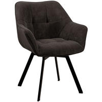 ARMLEHNENSTUHL Cord Dunkelbraun - Dunkelbraun/Schwarz, Textil/Metall (60/81/59cm) - CLP