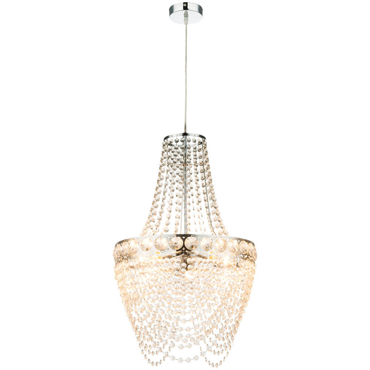 KRONLEUCHTER Kristallbehang Klar verchromt D38cm - Klar, Metall (38/38/150cm) - Globo Lighting