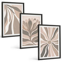 BILDER SET 3er Set - 40x60 cm Schwarzer Rahmen - Abstrakte Pflanzenmuster - Schwarz, Kunststoff (40/60cm) - TULUP