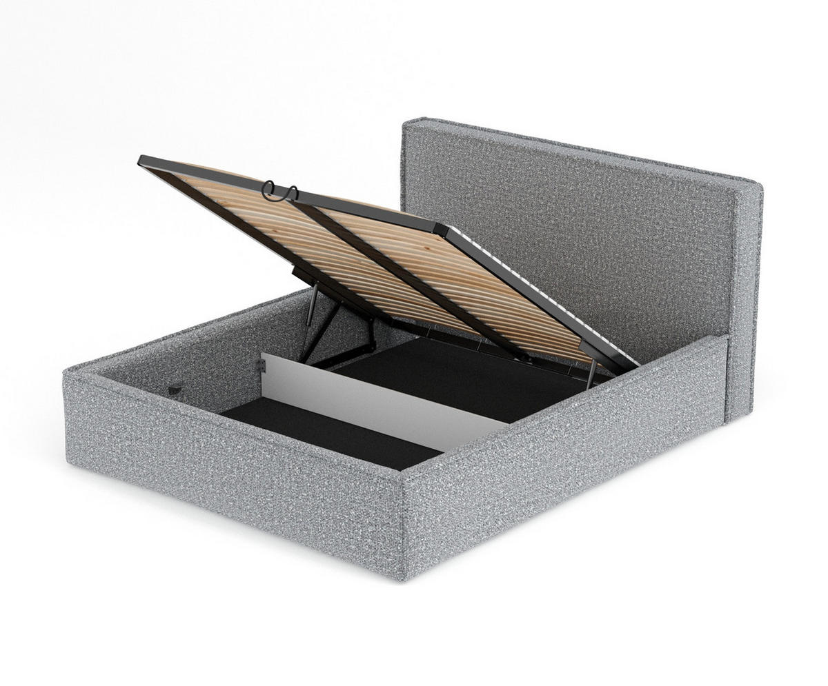 POLSTERBETT Lounge Grau 120/200 cm im Plüschstoff - Naturfarben/Grau, Holz/Holzwerkstoff (120/200cm) - Maison de Reve