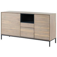 SIDEBOARD Akazie 160x45x85 grau-weiß geölt CHICAGO #04 - Braun, Holz (160/85/45cm) - Massivmoebel24