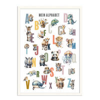 POSTER mit Rahmen 50x70 cm Alphabet ABC Kinderzimmer - Gelb, Holz (51/71/2cm) - artissimo