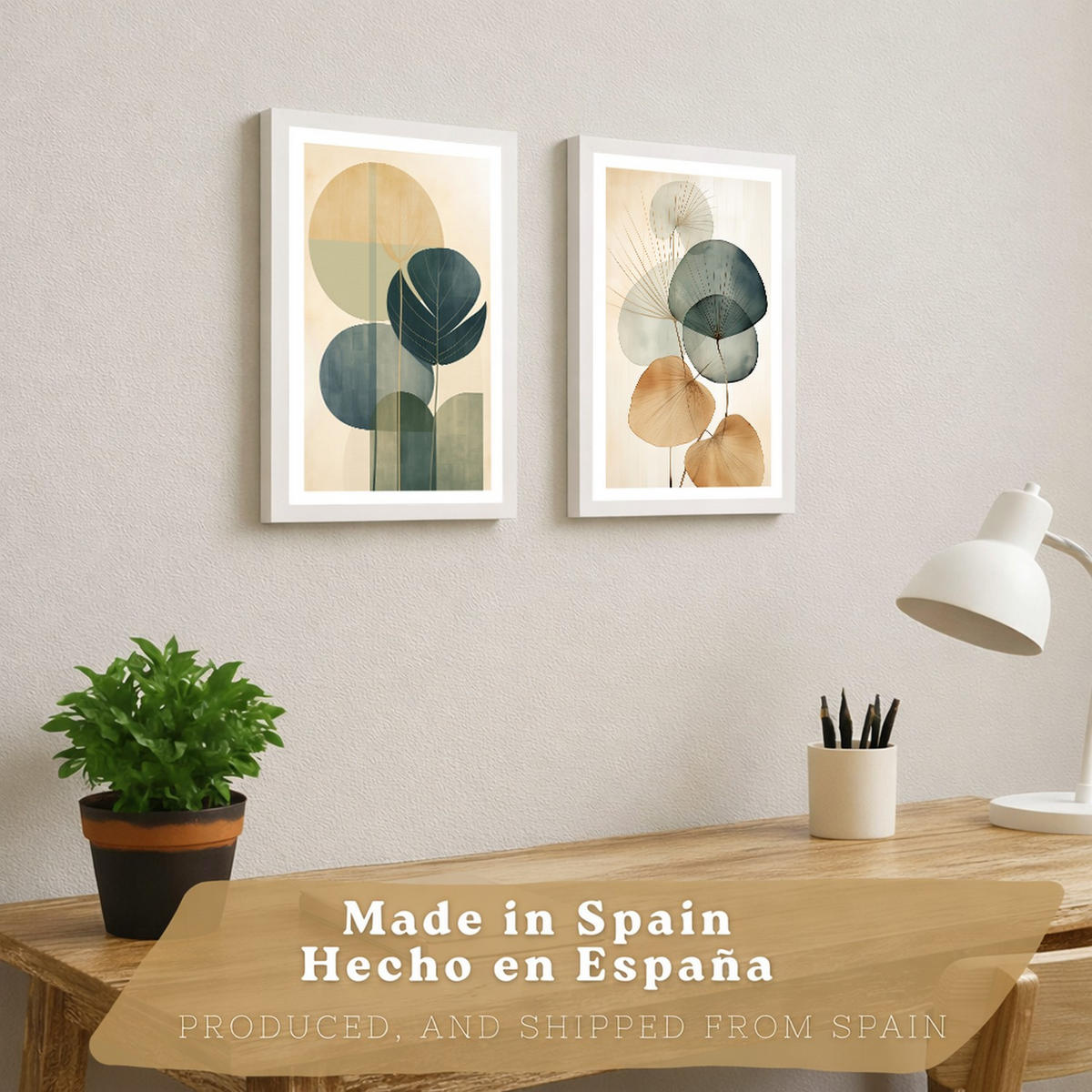 PLAKAT Sada 2 Abstrakt A3 Bílý rám - bílá, papír (29.7/1/42cm) - Nacnic