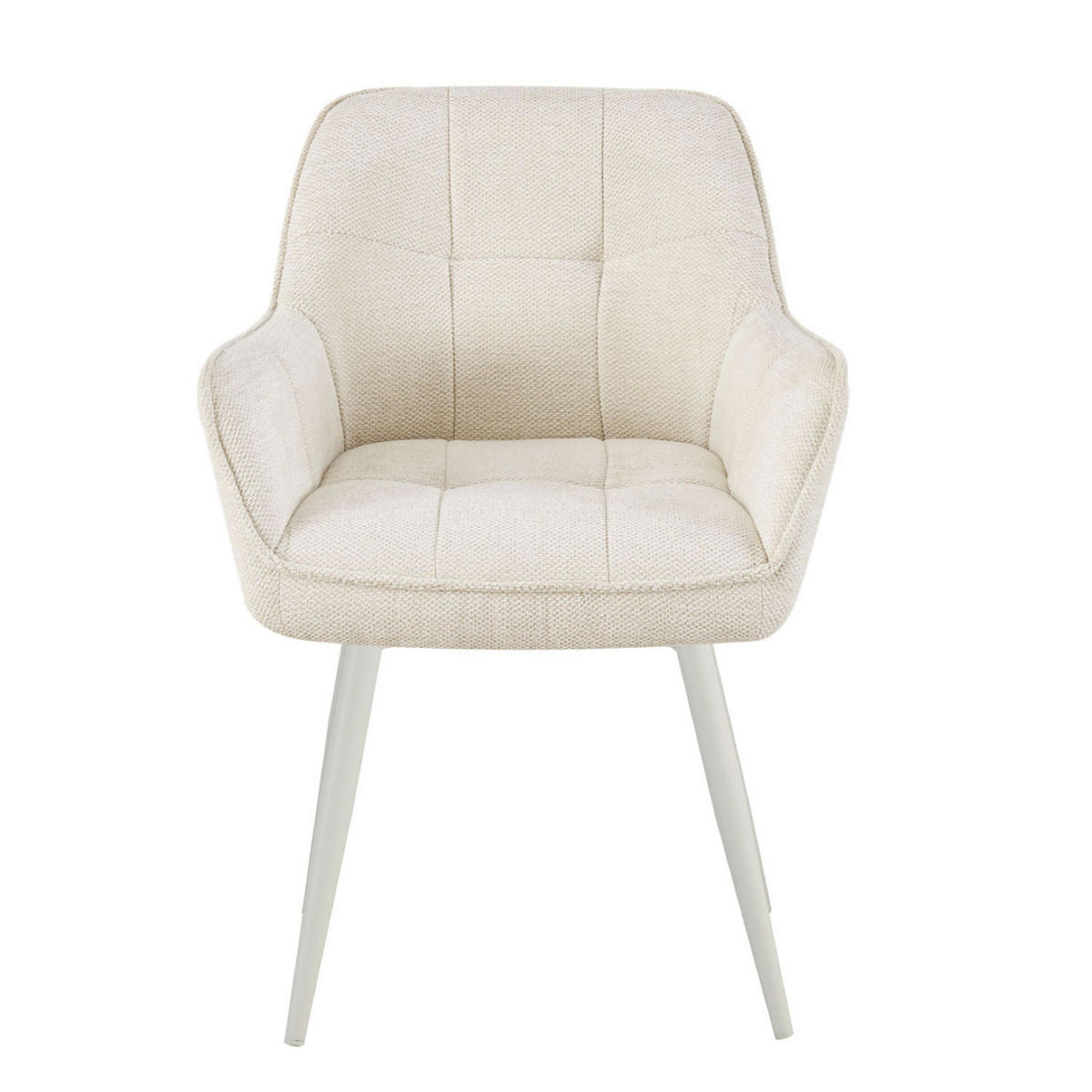 ESSZIMMERSTUHL THOMAS-JILL 2er-Set 4-Fuss-Gestell - Creme/Weiß, Textil (61/82/62cm) - DUBI Möbel