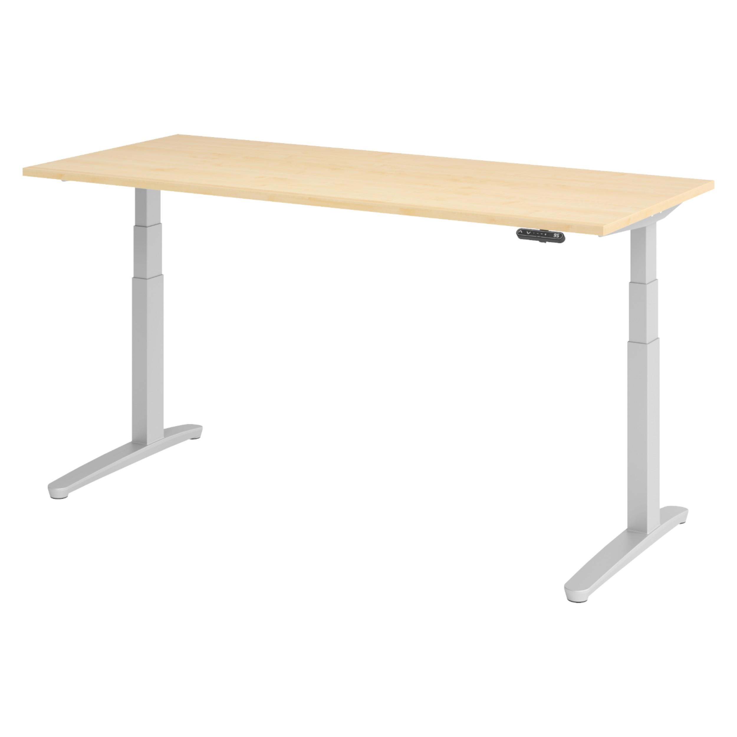 SCHREIBTISCH elektrisch XBHM 80/180/74 cm in Ahornfarben/Silberfarben - Silberfarben/Ahornfarben, Holzwerkstoff (80/180/74cm) - bümö