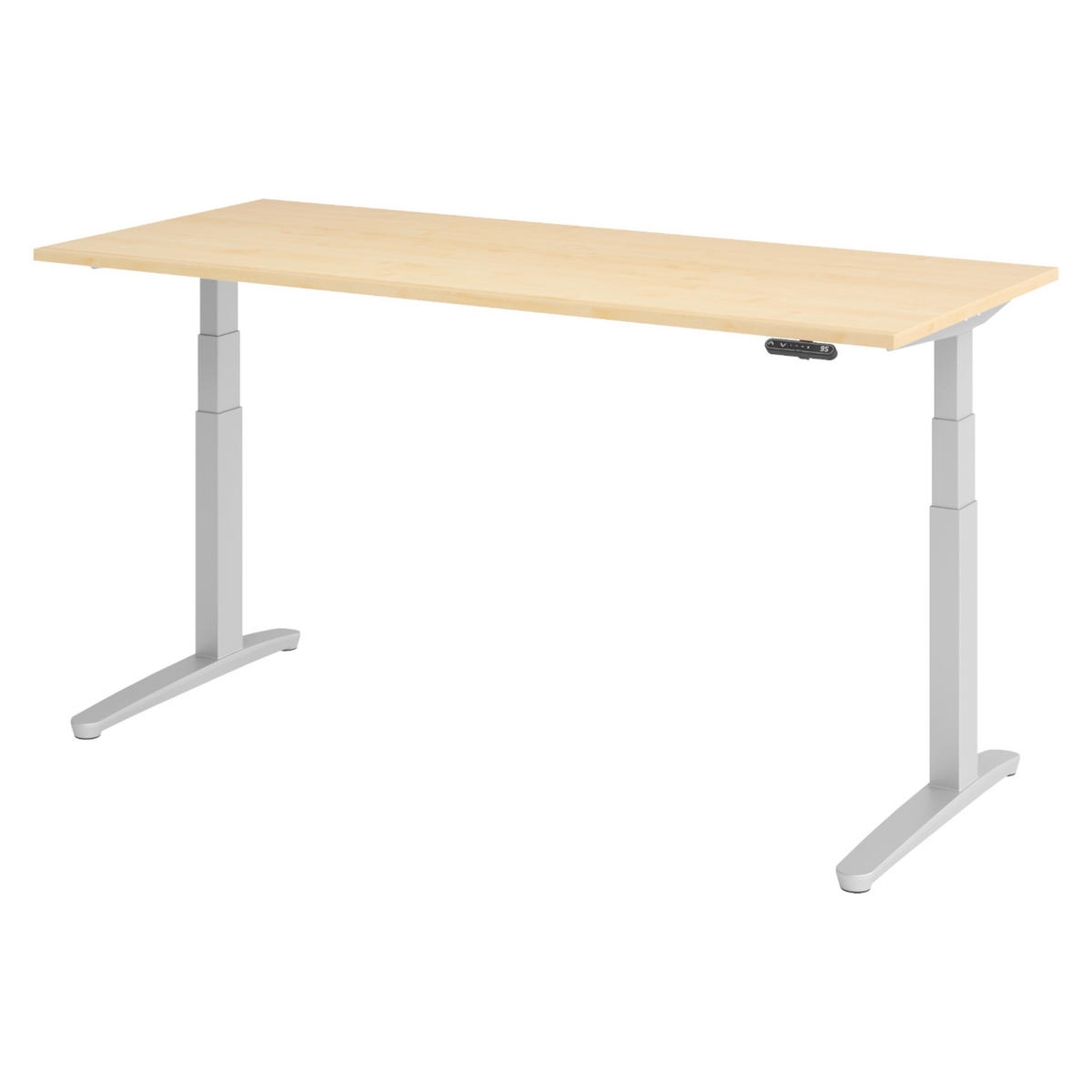 SCHREIBTISCH elektrisch XBHM 80/180/74 cm in Ahornfarben/Silberfarben - Silberfarben/Ahornfarben, Holzwerkstoff (80/180/74cm) - bümö