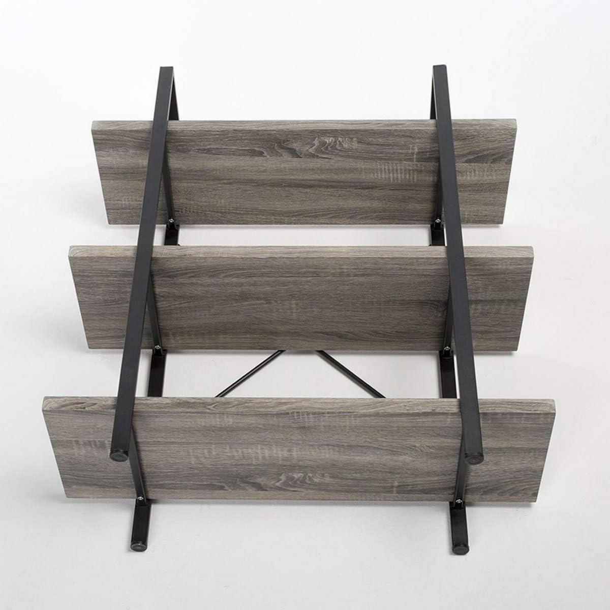 BÜCHERREGAL mit 3 Etagen Grau Metall Holzoptik - Grau, Holzwerkstoff (32.3/101.6/89.9cm)