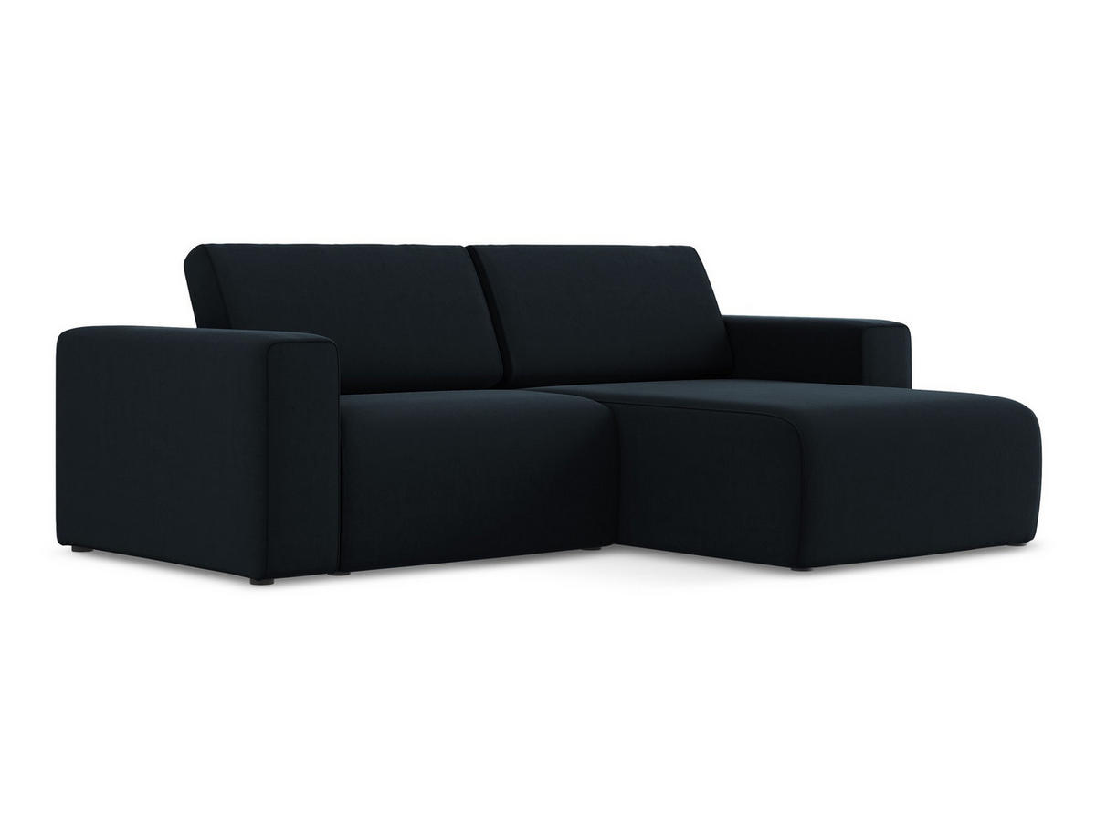 ECKSOFA Rechts Samt Stoff Blau - Blau/Schwarz, Kunststoff/Textil (224/167cm) - Makamii