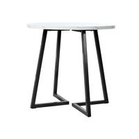 ESSTISCH 80x80x75 cm in Weiß und Schwarz aus MDF mit Marmormuster auf stabilem Metallgestell - Schwarz, Holzwerkstoff (80/80/75cm) - Modfu