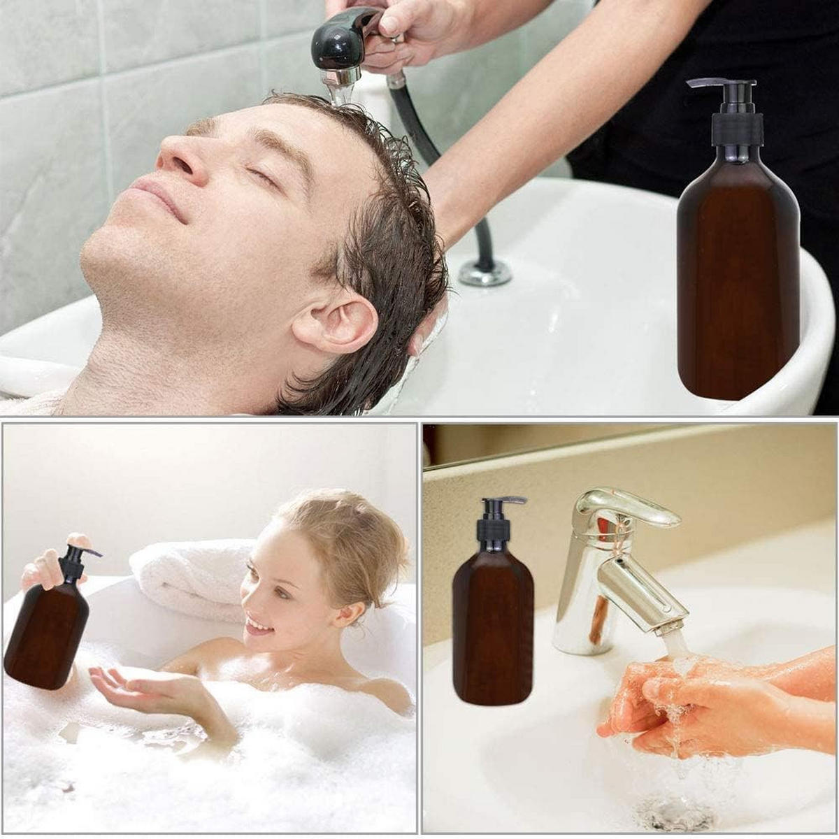 SEIFENSPENDER , 4er-Set Seifenspender – 500 ml - Braun, Glas (7.5/17.5/7.5cm) - BELZ