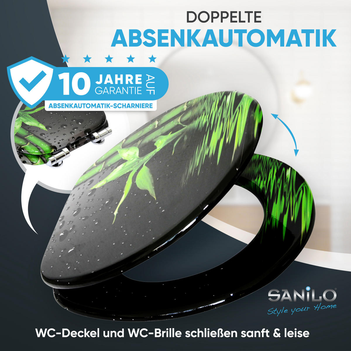 WC-SITZ mit Absenkautomatik Virella - Grün, Holzwerkstoff (38/6/47cm) - Sanilo