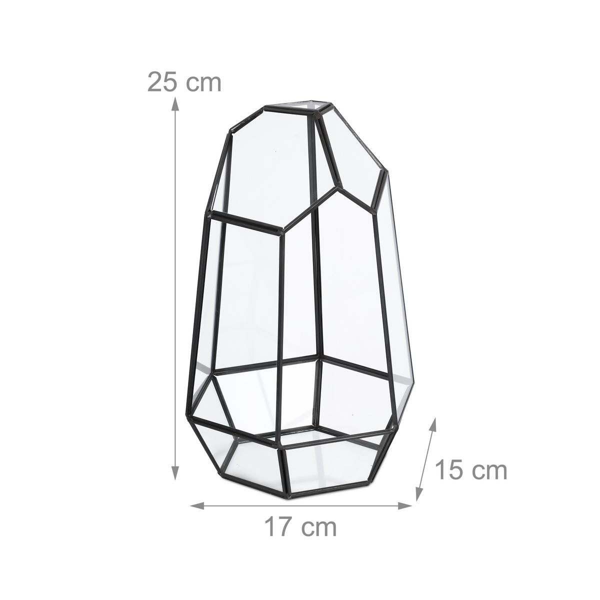 RASTLINNÉ skleník - priehľadné, kov/sklo (25cm) - Relaxdays