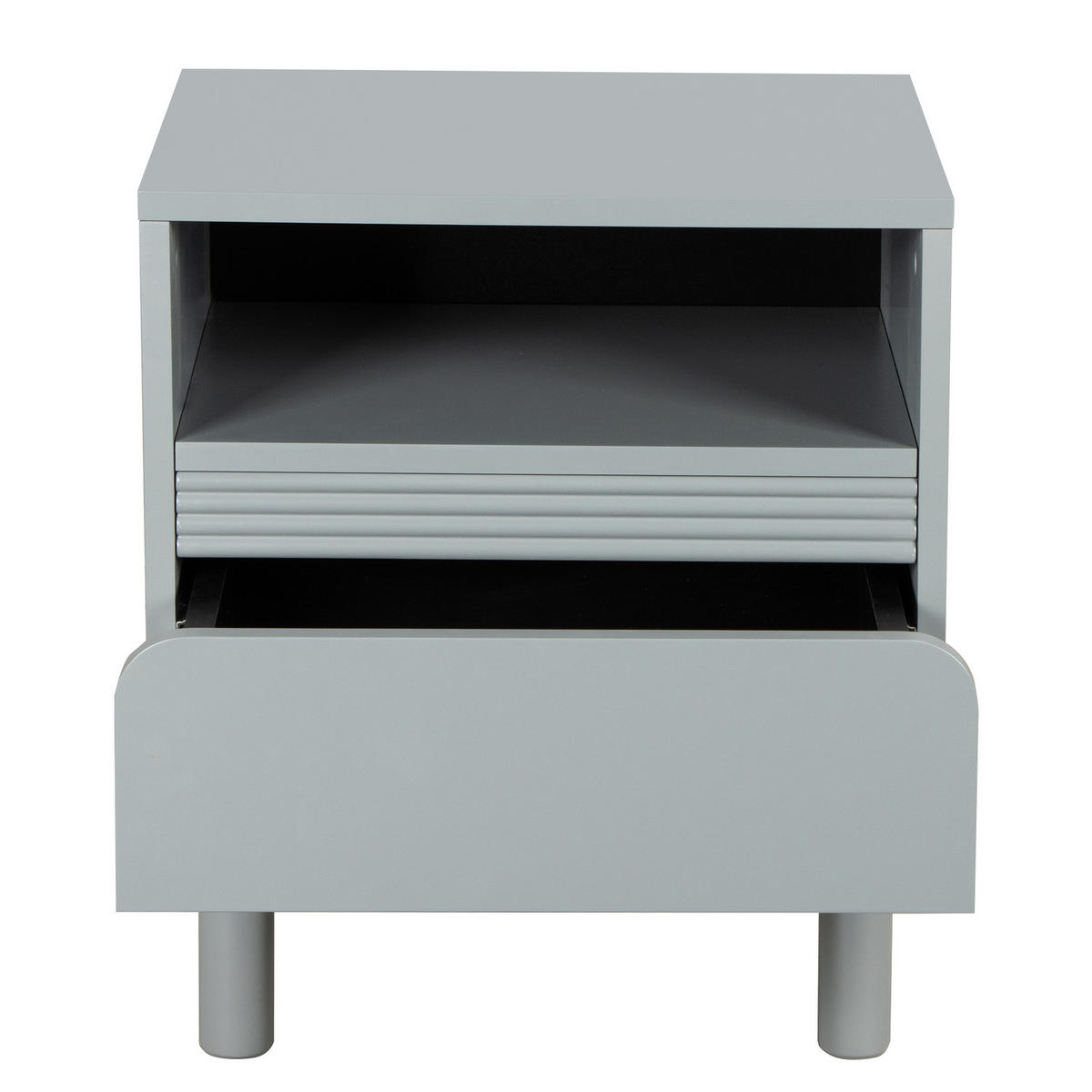 NACHTKOMMODE - Teilmassivholz - Grau, Holzwerkstoff/Metall (48/55/40cm) - home24