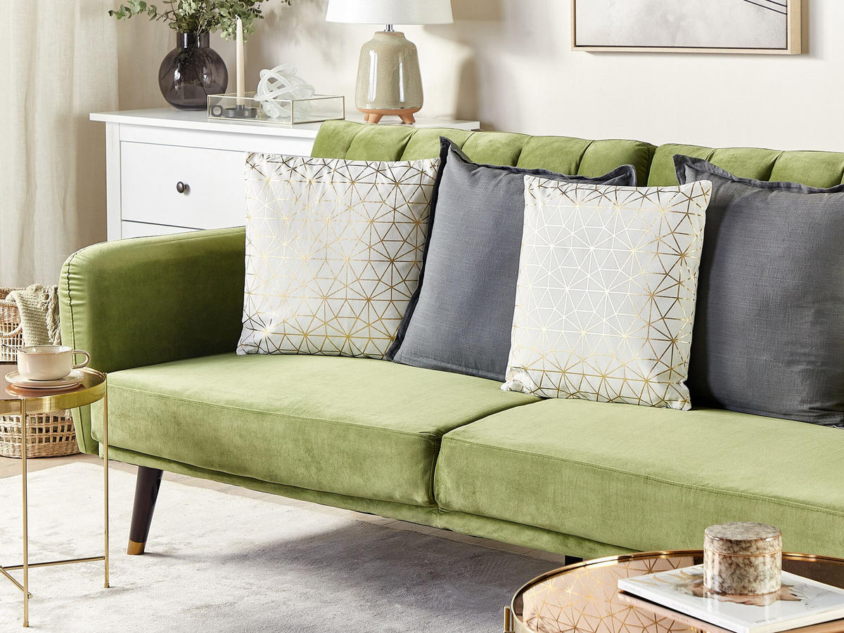 DEKOKISSEN 2er-Set Weiß 45/45 cm Sedum - Weiß, Naturmaterialen/Textil (45/45cm) - Beliani