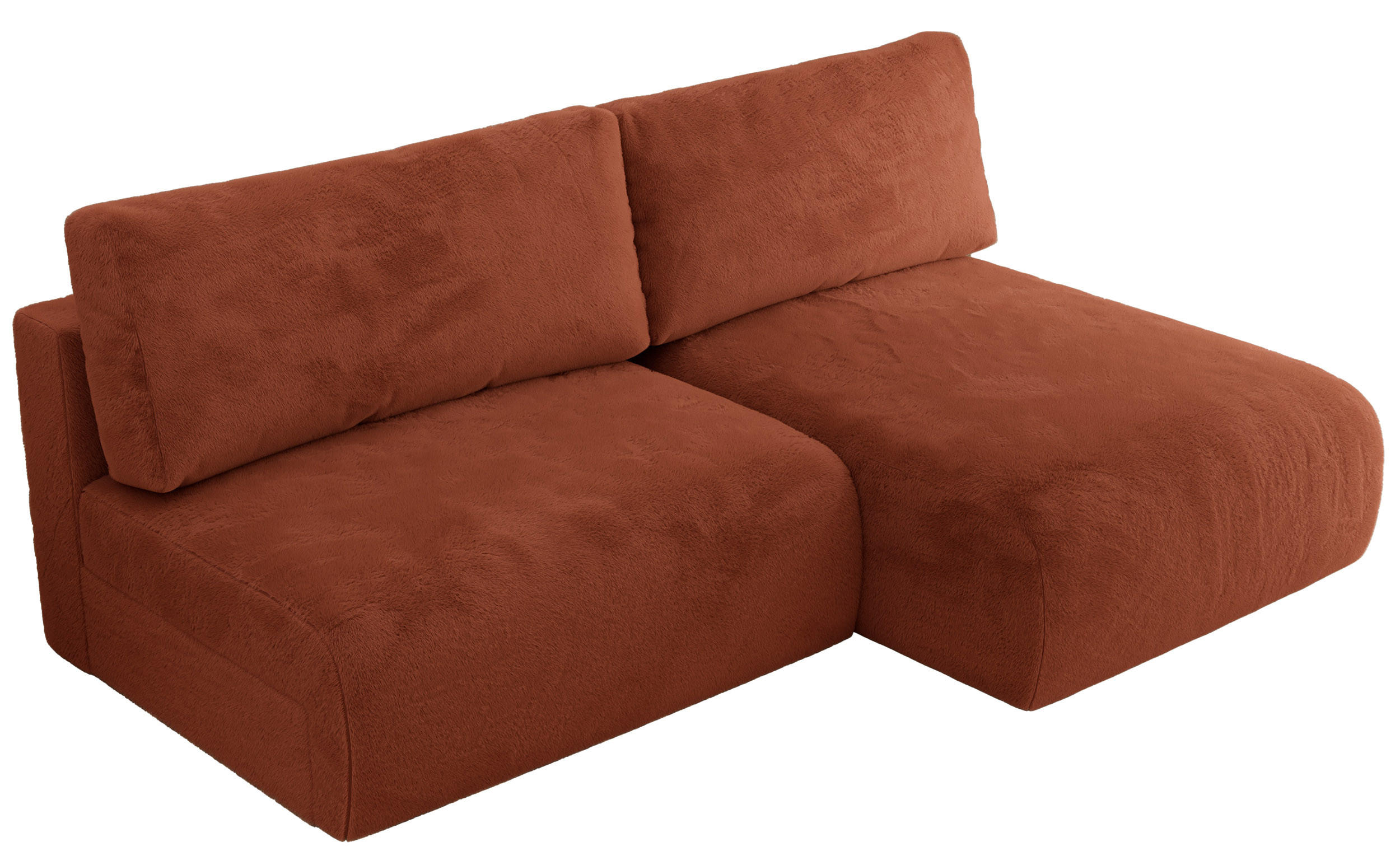 ECKSCHLAFSOFA VIVO L Orange Plüsch - rechts - Schwarz/Orange, Kunststoff/Textil (150/223cm) - MKS