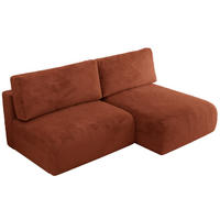 ECKSCHLAFSOFA VIVO L Orange Plüsch - rechts - Schwarz/Orange, Kunststoff/Textil (150/223cm) - MKS