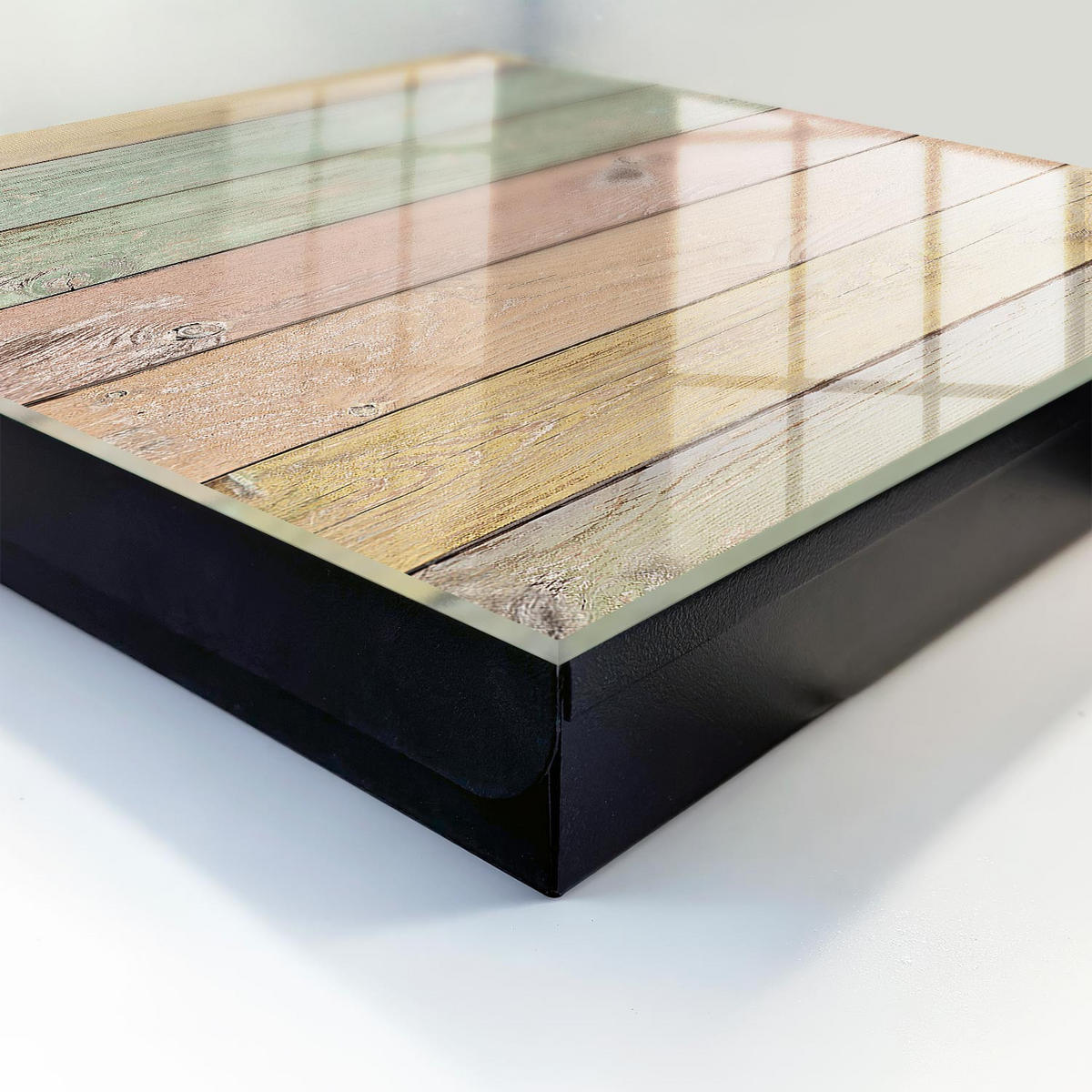SCHLÜSSELBOX Schwarz 30x30 cm- Türöffnung nach rechts - Pastelltafeln - Beige, Metall (30/30/5cm) - TULUP