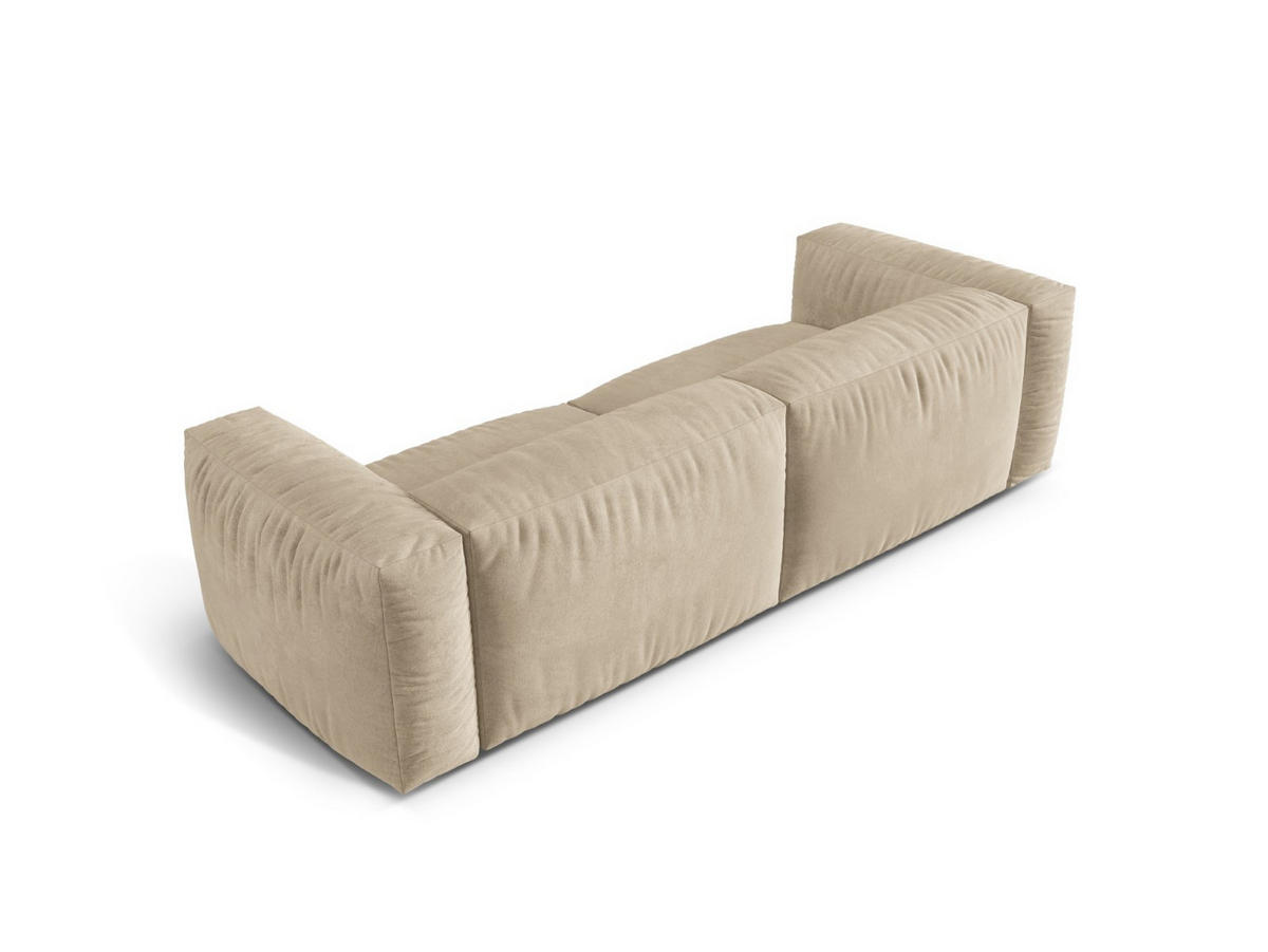 SOFA modular Martina aus Samt leichtes beige 3 Sitzplätze - Creme, Textil (240/75/106cm) - Micadoni