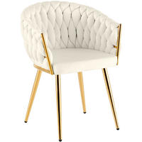 ARMLEHNENSTUHL Samt Creme - Goldfarben/Creme, Textil/Metall (58/80/57cm) - CLP