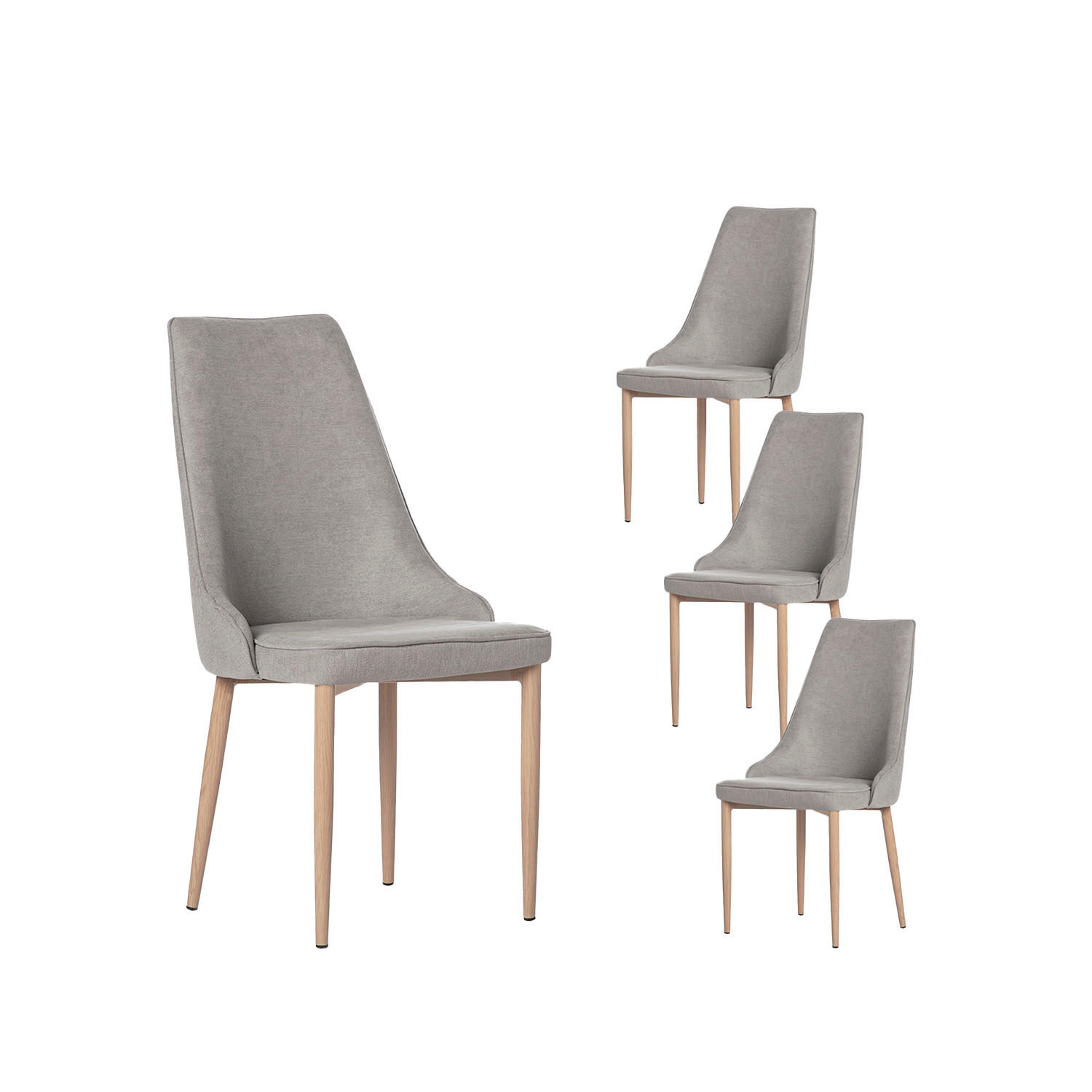 ESSZIMMERSTUHL Agnes Grau 45 cm x 95 cm 4er-Set - Grau, Textil (45/95/65cm) - Klast Home