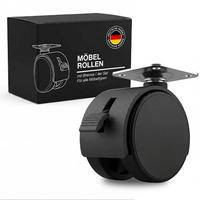 NÁBYTKOVÉ KOLIESKA 40 mm, sada 4 kusov s brzdou - čierna, plast (4/6/8cm) - K-Möbel