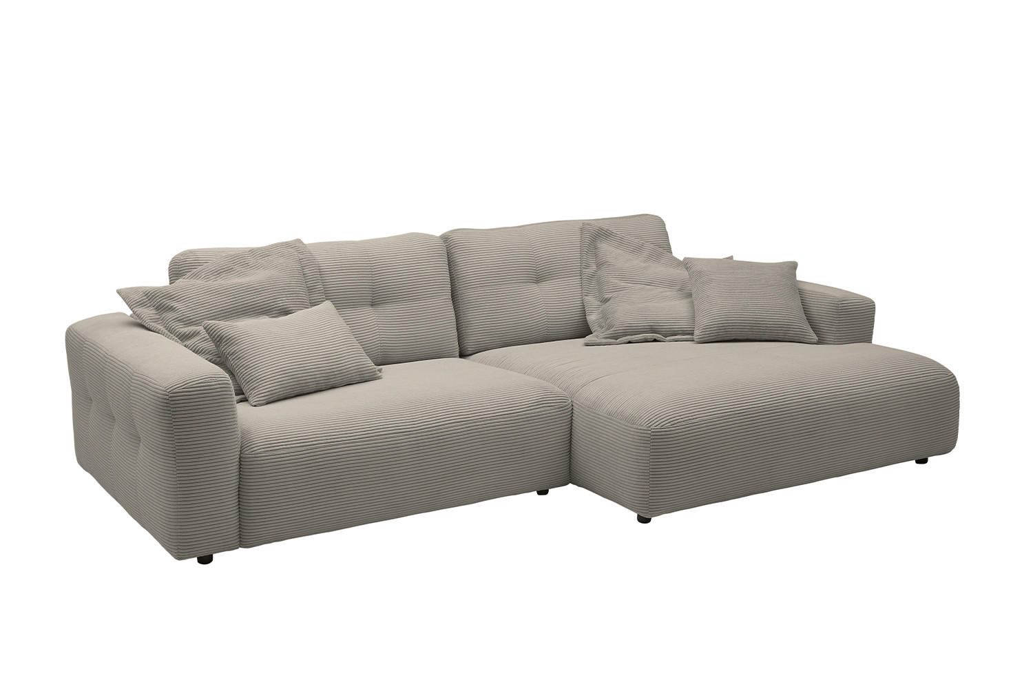 ECKSOFA XL MIKA Grau Cord - Greige/Schwarz, Kunststoff/Textil (296/167cm) - KAWOLA