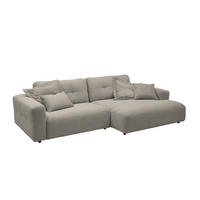 ECKSOFA XL MIKA Grau Cord - Greige/Schwarz, Kunststoff/Textil (296/167cm) - KAWOLA