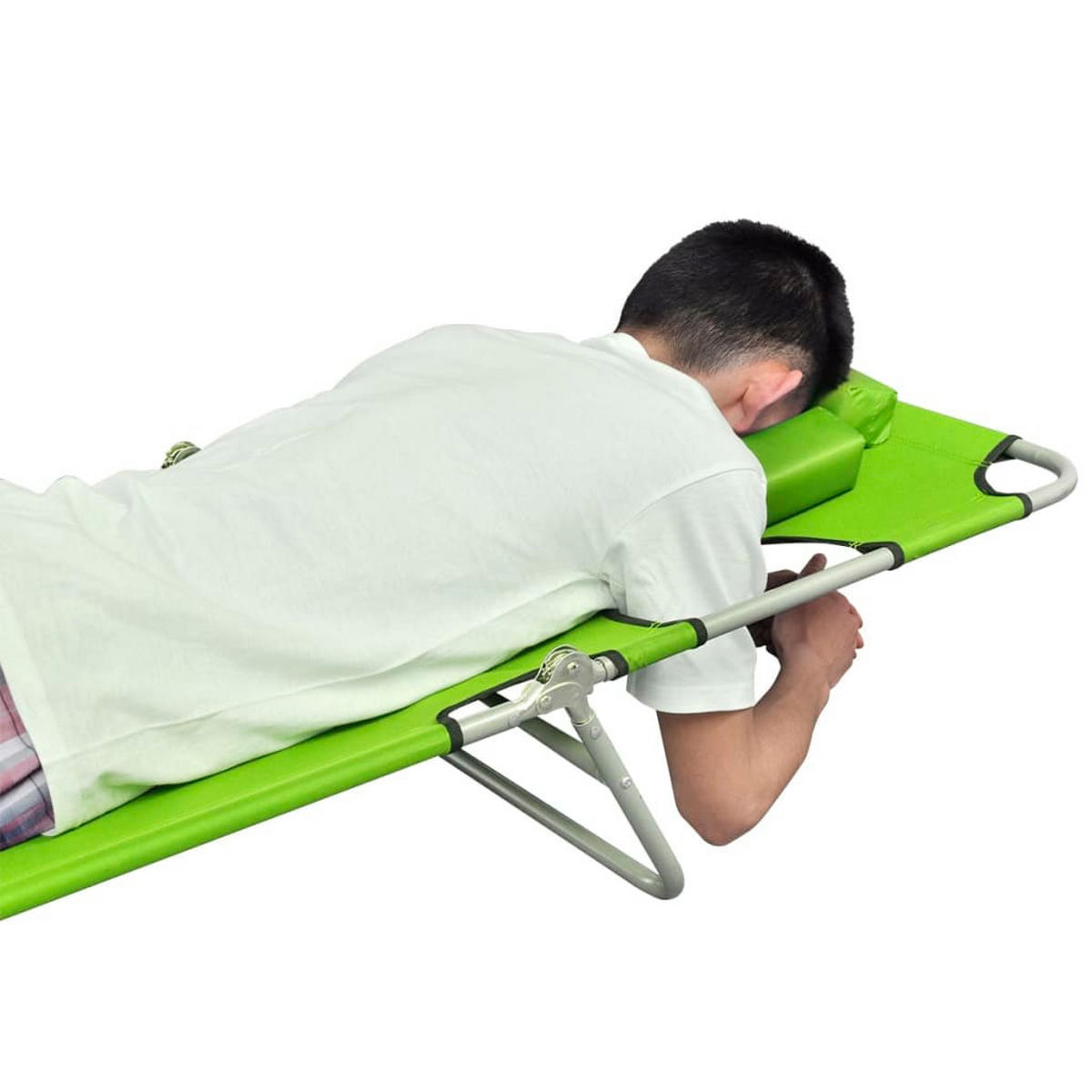 SONNENLIEGE Klappbar mit Kopfstütze Verstellbar Apfelgrün - Grün, Textil (58/27/189cm) - furnicato