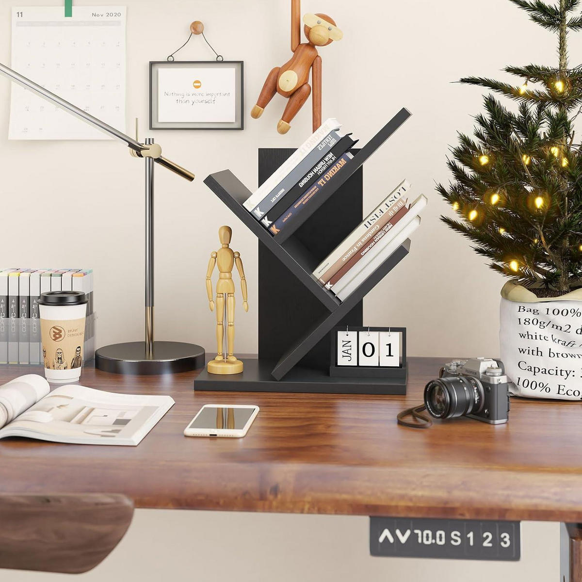 BÜCHERREGAL Baumform Schwarz 40.5 cm - Schwarz, Holzwerkstoff (17/40.5/30cm)